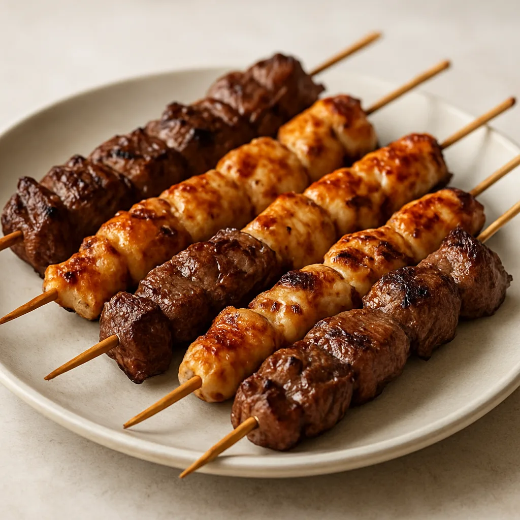Pinchos de res y pollo